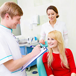 Woman smiling at dentist