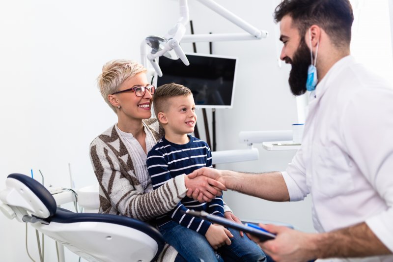 Mother and son at children’s dentist