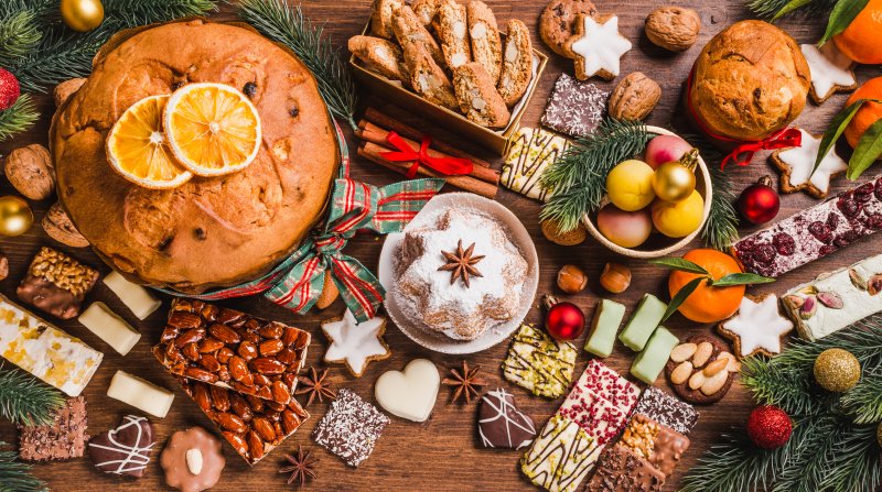 table of holiday food